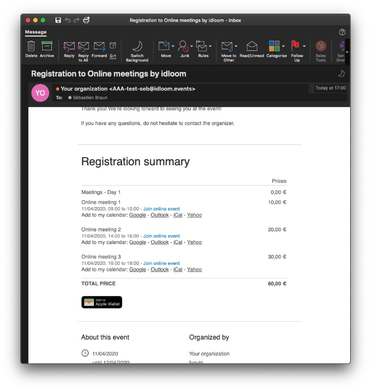 Join the online meeting from your confirmation email