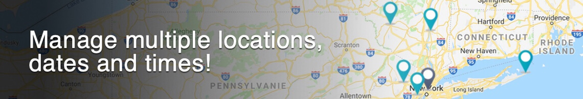 Manage multiple locations, dates and time