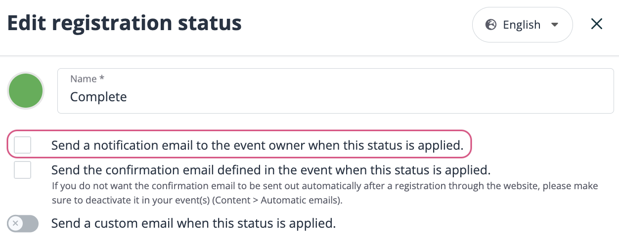 Activate the checkbox "send an email to the event owner"