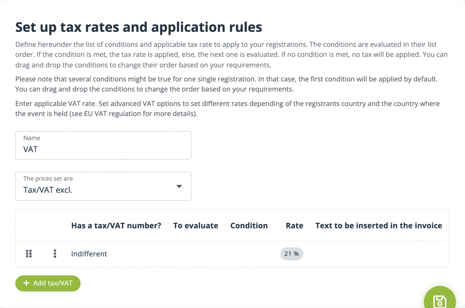 VAT rule for interactive online event