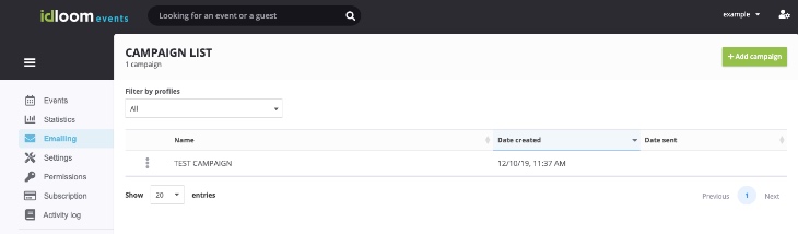 How to create an email campaign with idloom-events