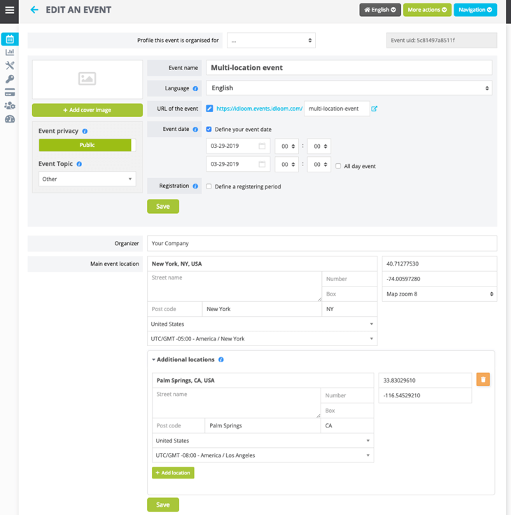 Create multiple locations